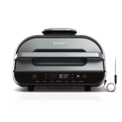 Ninja Foodi Smart XL Grill & Air Fryer with Digital Probe, Indoor Ninja Grill with Air Fry, Roast, Bake, Broil Dehydrate & Reheat - Ninja AG551