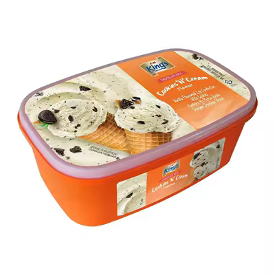 King's Cookies 'N' Cream Vanilla Flavoured Ice Cream With Cookies - Frozen
