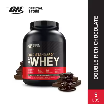 Optimum Nutrition Gold Standard 100% Whey Protein, 5 LBs | Double Rich Chocolate | Primary Source Isolate